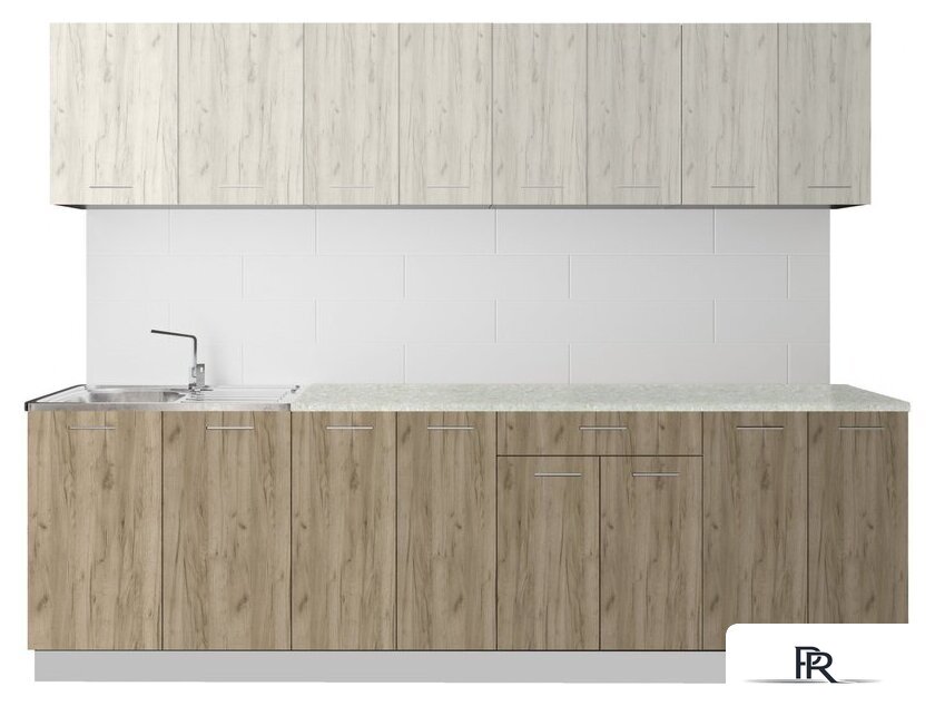 Готовая кухня Артём-Мебель Лана СН-113 без стекла 2.6 (дуб крафт белый/дуб крафт серый) - Изображение №1 — Интернет-магазин ПроЗаказ