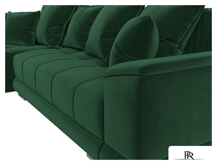 Угловой диван Лига диванов НордСтар левый 121108L (велюр зеленый/подушки велюр зеленый) - Изображение №5 — Интернет-магазин ПроЗаказ