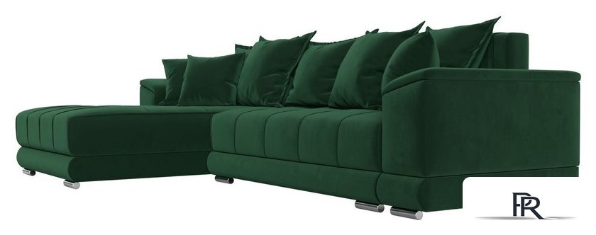Угловой диван Лига диванов НордСтар левый 121108L (велюр зеленый/подушки велюр зеленый) - Изображение №4 — Интернет-магазин ПроЗаказ