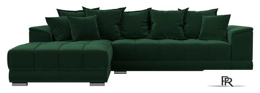 Угловой диван Лига диванов НордСтар левый 121108L (велюр зеленый/подушки велюр зеленый) - Изображение №2 — Интернет-магазин ПроЗаказ