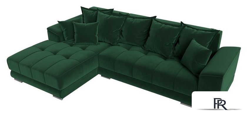 Угловой диван Лига диванов НордСтар левый 121108L (велюр зеленый/подушки велюр зеленый) - Изображение №3 — Интернет-магазин ПроЗаказ