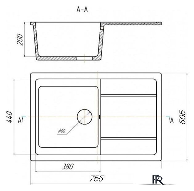 Кухонная мойка Saniteco Fama (черный) - Изображение №10 — Интернет-магазин ПроЗаказ