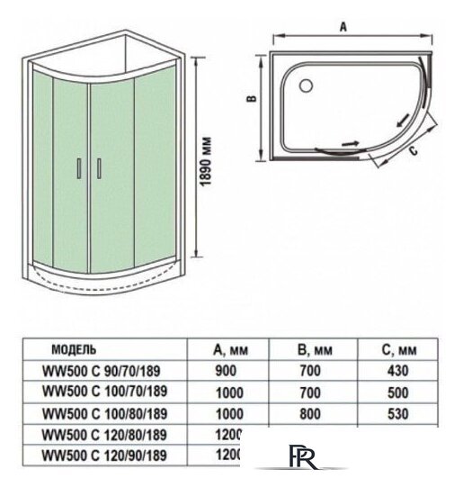 Душевой уголок WeltWasser WW500 С 120/90/189 L - Изображение №4 — Интернет-магазин ПроЗаказ