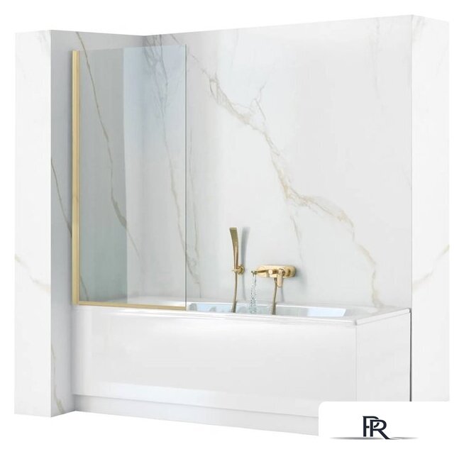 Стеклянная шторка для ванны Rea Elegant 80 (матовое золото/прозрачное стекло) - Изображение №1 — Интернет-магазин ПроЗаказ