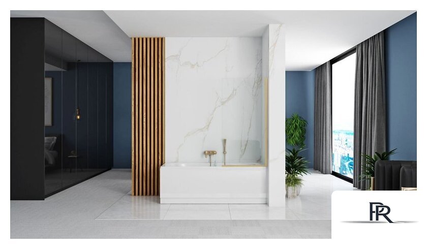 Стеклянная шторка для ванны Rea Elegant 80 (матовое золото/прозрачное стекло) - Изображение №2 — Интернет-магазин ПроЗаказ