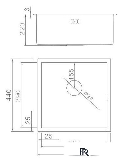 Кухонная мойка Wisent WS34444B (с сифоном GER013) - Изображение №2 — Интернет-магазин ПроЗаказ