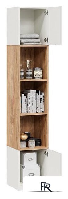 Шкаф распашной Трия Стелла Комбинированный Исп.2 (белый холст/белый жемчуг/яблоня беллуно) - Изображение №4 — Интернет-магазин ПроЗаказ