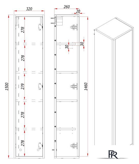  ЗОВ Шкаф-пенал для ванной Парма 150 PP150LA0MAMC1B (аттик) - Изображение №3 — Интернет-магазин ПроЗаказ
