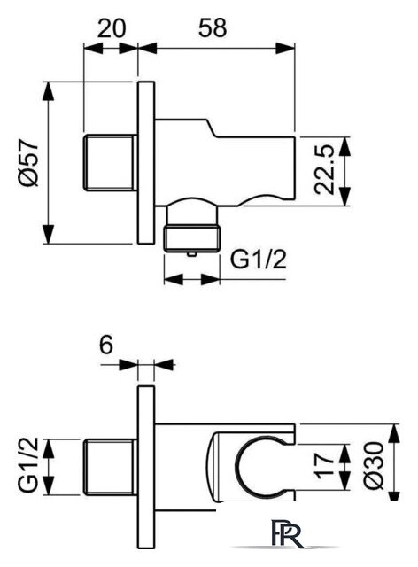 Держатель душевой лейки с подключением Ideal Standard IdealRain BC807AA - Изображение №2 — Интернет-магазин ПроЗаказ