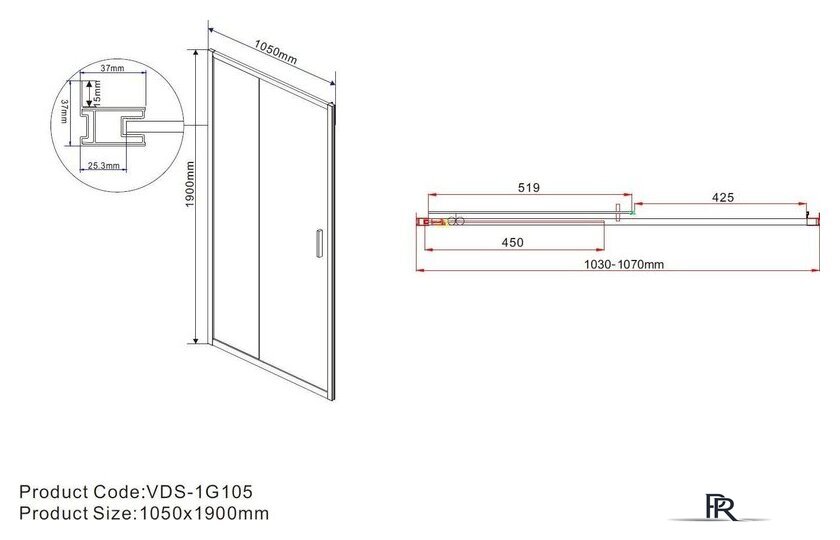 Душевая дверь Vincea Garda VDS-1G105CLGM - Изображение №5 — Интернет-магазин ПроЗаказ