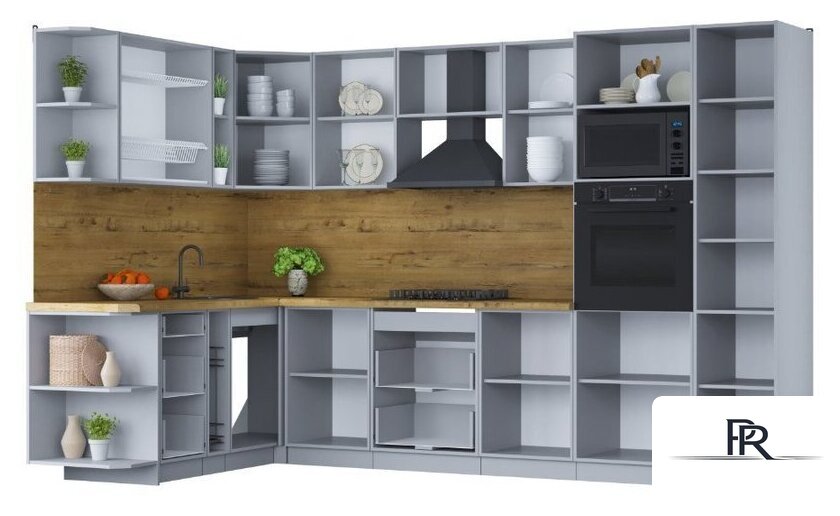 Готовая кухня Интерлиния Мила Шато 1.88x3.2 ВТ левая (океан/океан/дуб бунратти) - Изображение №2 — Интернет-магазин ПроЗаказ