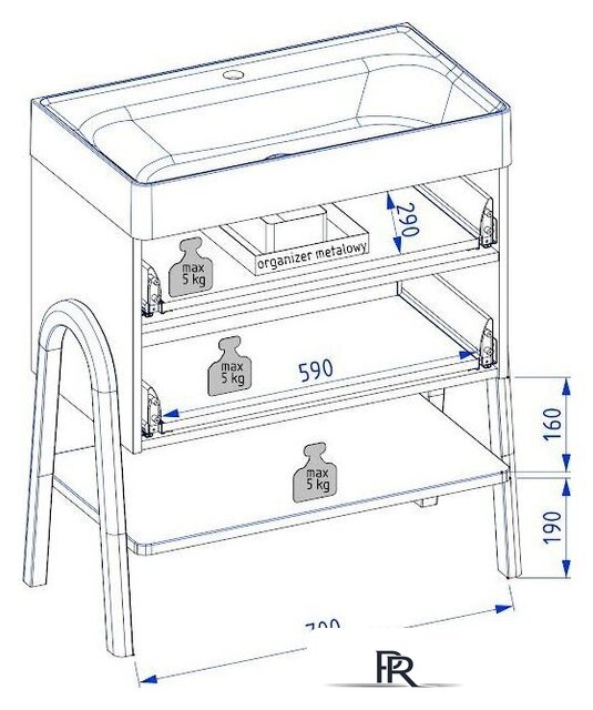  Lauter Тумба под умывальник Estel 70 (серо-зеленый п/мат) - Изображение №9 — Интернет-магазин ПроЗаказ