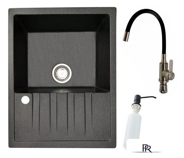 Кухонная мойка БелЭворс Vega R + смеситель W74004-2 + дозатор L405F (черный) - Изображение №1 — Интернет-магазин ПроЗаказ