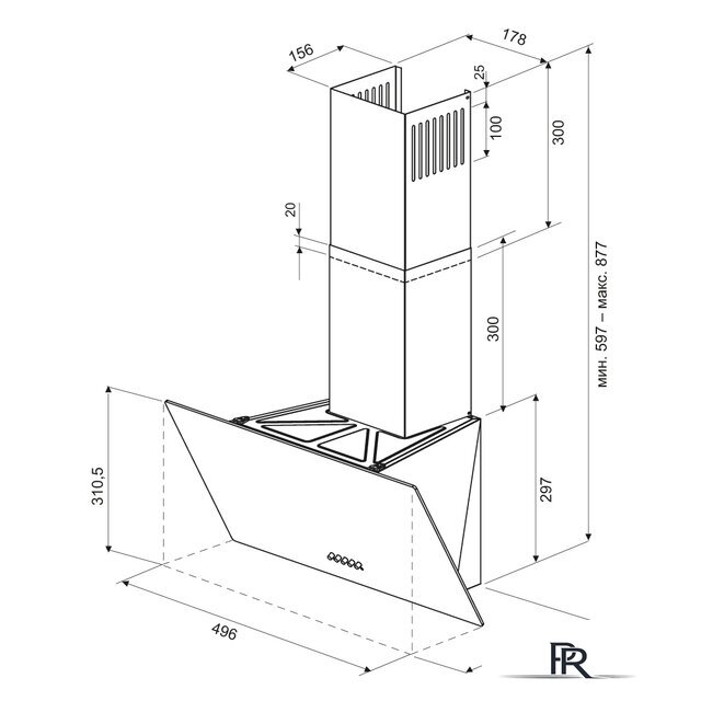 Кухонная вытяжка Krona Jina 500 PB (черный) - Изображение №11 — Интернет-магазин ПроЗаказ