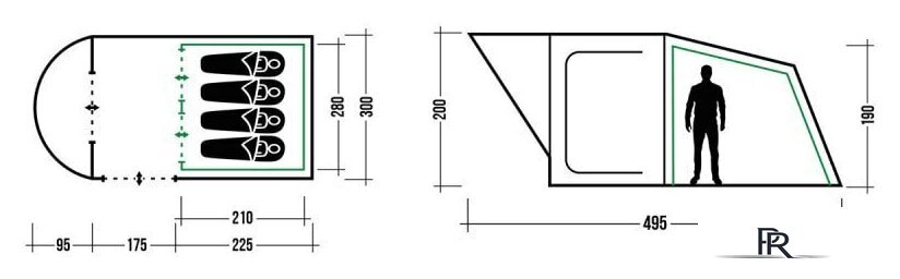 Кемпинговая палатка Trek Planet Siena Lux 4 (зеленый) - Изображение №12 — Интернет-магазин ПроЗаказ