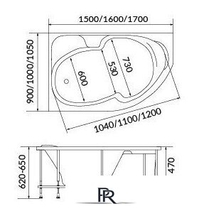 Ванна 1Марка Diana 170x90 R У97575 - Изображение №4 — Интернет-магазин ПроЗаказ