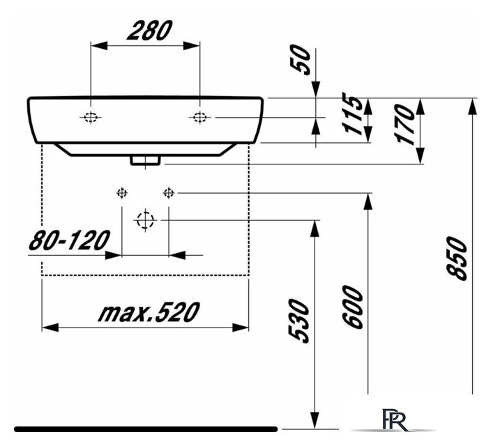 Умывальник Laufen PRO 8189520001041 60x48 - Изображение №6 — Интернет-магазин ПроЗаказ