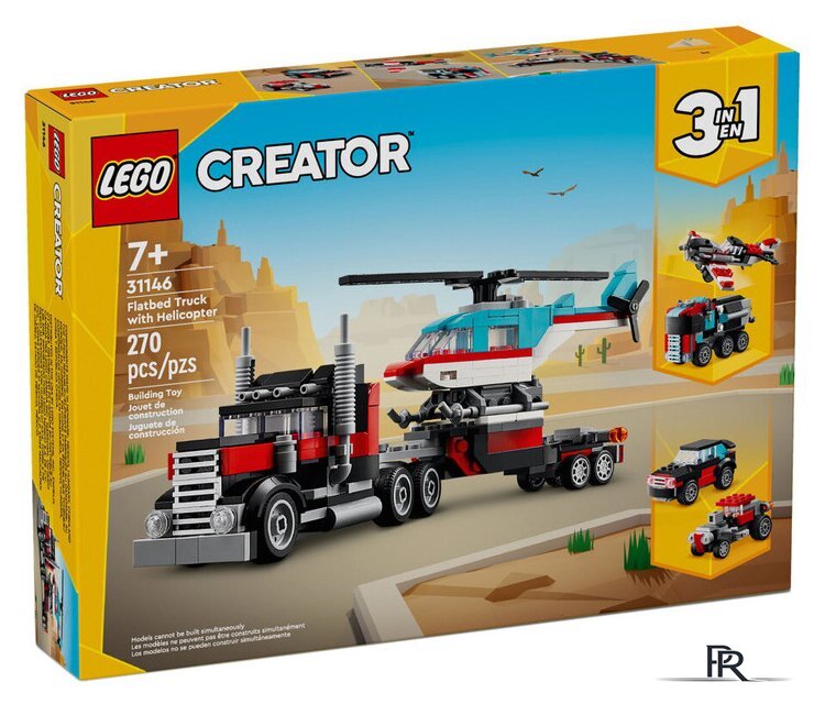 Конструктор LEGO Creator 31146 Грузовик-платформа с вертолетом 3в1 - Изображение №1 — Интернет-магазин ПроЗаказ