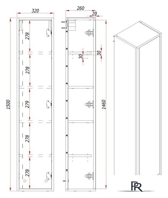  ЗОВ Шкаф-пенал для ванной Парма 150 PP150LWP0MHMC1A (белый/галифакс) - Изображение №4 — Интернет-магазин ПроЗаказ