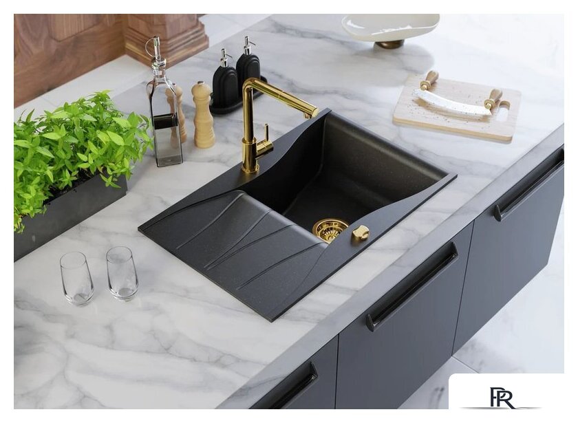 Кухонная мойка Kernau KGSO 6078 1B1D Deep Black + Gold Metallic - Изображение №3 — Интернет-магазин ПроЗаказ