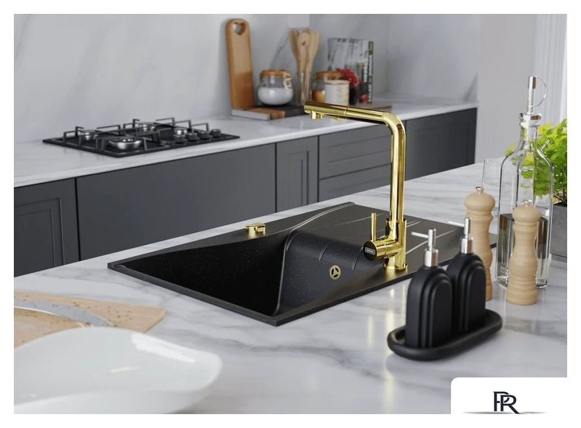 Кухонная мойка Kernau KGSO 6078 1B1D Deep Black + Gold Metallic - Изображение №2 — Интернет-магазин ПроЗаказ