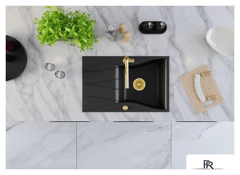 Кухонная мойка Kernau KGSO 6078 1B1D Deep Black + Gold Metallic - Изображение №4 — Интернет-магазин ПроЗаказ