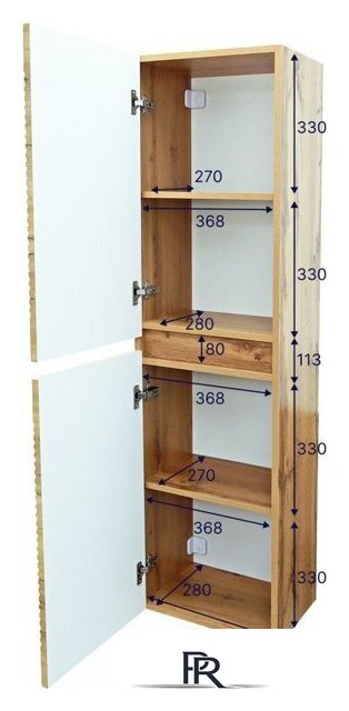  Doratiz Шкаф-пенал для ванной Сицилия 40 2712.312 (дуб вотан, подвесной) - Изображение №13 — Интернет-магазин ПроЗаказ