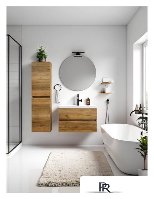  Doratiz Шкаф-пенал для ванной Сицилия 40 2712.312 (дуб вотан, подвесной) - Изображение №1 — Интернет-магазин ПроЗаказ