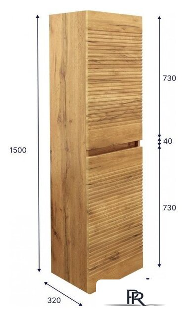  Doratiz Шкаф-пенал для ванной Сицилия 40 2712.312 (дуб вотан, подвесной) - Изображение №12 — Интернет-магазин ПроЗаказ