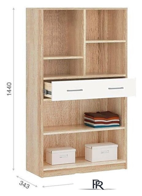 Шкаф-витрина Империал Стелс 1в2д1ящ (дуб сонома/белый) - Изображение №2 — Интернет-магазин ПроЗаказ