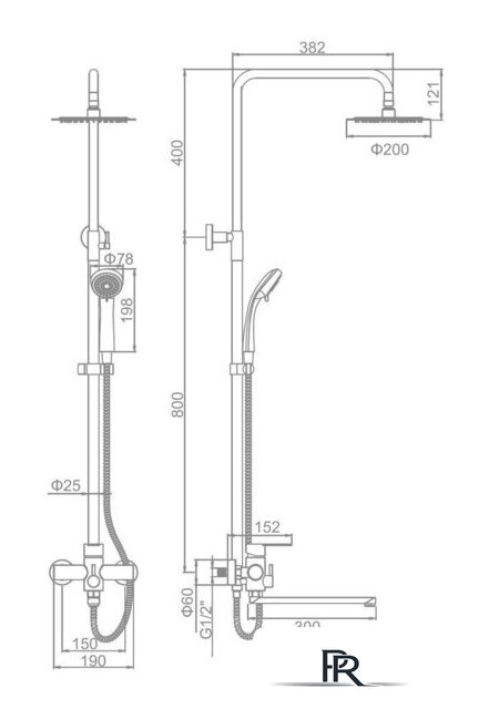 Душевая система  Ledeme L72403-2 - Изображение №5 — Интернет-магазин ПроЗаказ