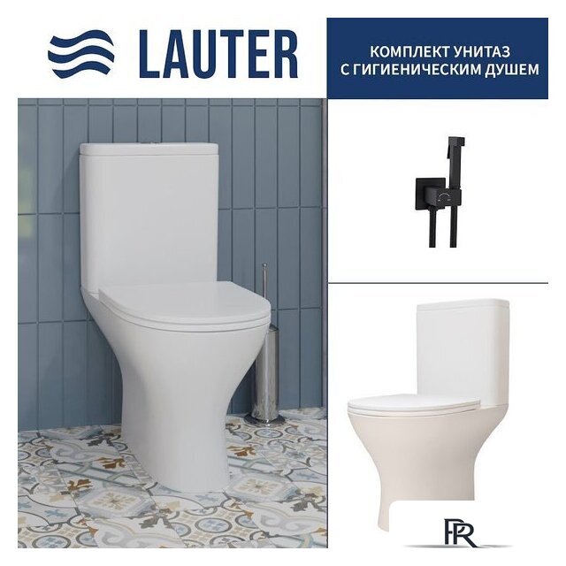 Унитаз напольный Lauter W224 2110224 + гигиенический душ Rainix 21LT7712BM (горизонтальный выпуск) - Изображение №1 — Интернет-магазин ПроЗаказ