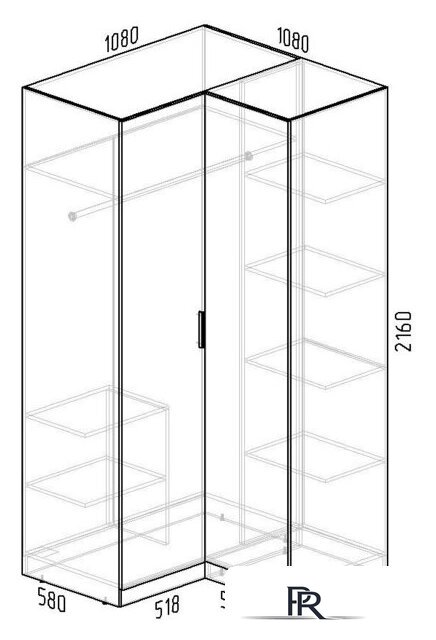 Шкаф распашной Интермебель Марсель МР-12 (дуб крафт золотой) - Изображение №4 — Интернет-магазин ПроЗаказ