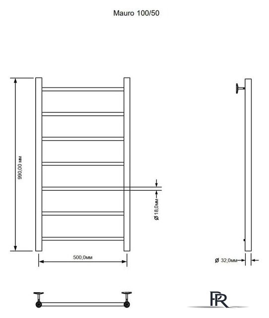 Полотенцесушитель Aquanet Mauro 100х50 282004 - Изображение №2 — Интернет-магазин ПроЗаказ