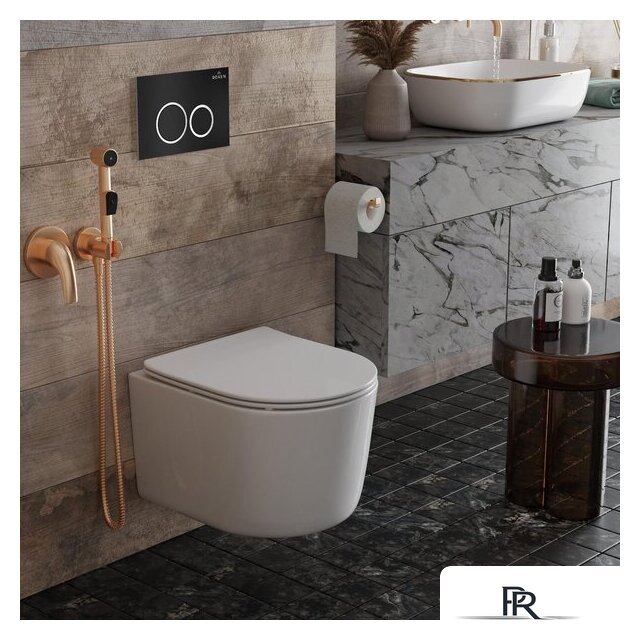 Унитаз подвесной Roxen Simple Compact в комплекте с инсталляцией StounFix Dual Fresh 6 в 1 911522 (кнопка: черный матовый) - Изображение №13 — Интернет-магазин ПроЗаказ