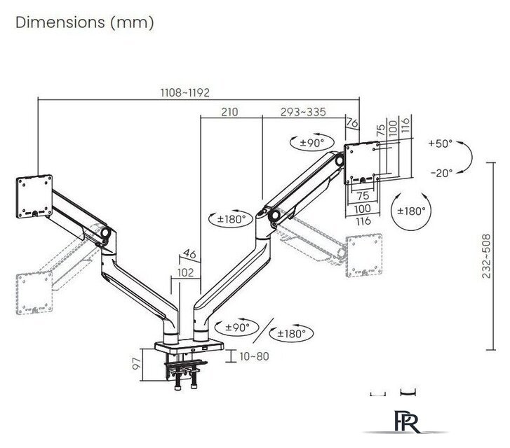 Кронштейн для монитора ErgoSmart Heavy-Duty Spark DBL - Изображение №4 — Интернет-магазин ПроЗаказ