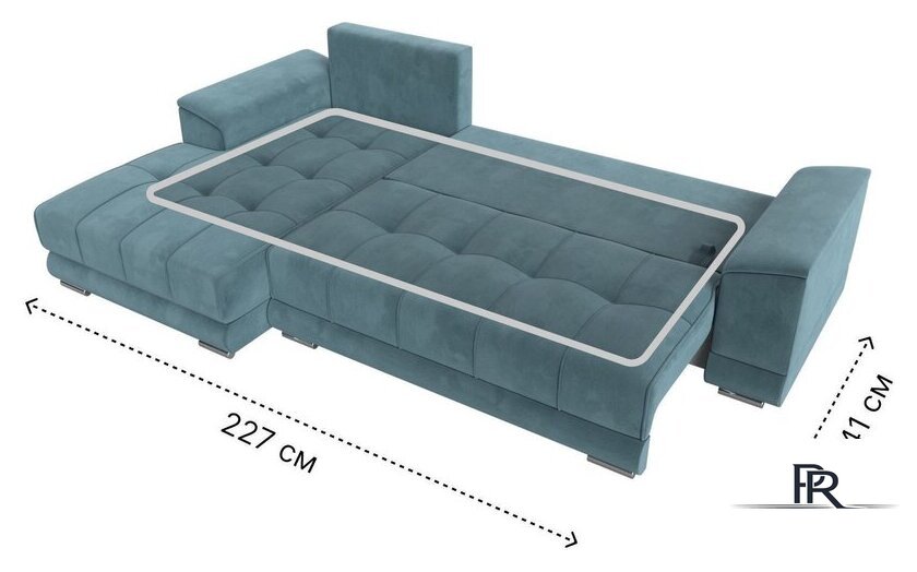 Угловой диван Лига диванов НордСтар левый 121106L (велюр бирюзовый/подушки велюр бирюзовый) - Изображение №10 — Интернет-магазин ПроЗаказ