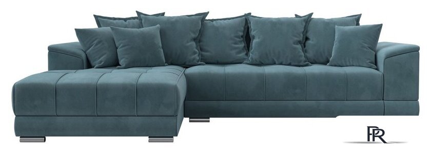 Угловой диван Лига диванов НордСтар левый 121106L (велюр бирюзовый/подушки велюр бирюзовый) - Изображение №2 — Интернет-магазин ПроЗаказ