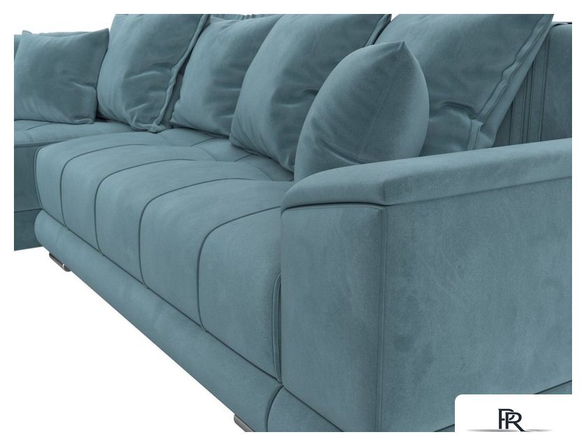 Угловой диван Лига диванов НордСтар левый 121106L (велюр бирюзовый/подушки велюр бирюзовый) - Изображение №5 — Интернет-магазин ПроЗаказ