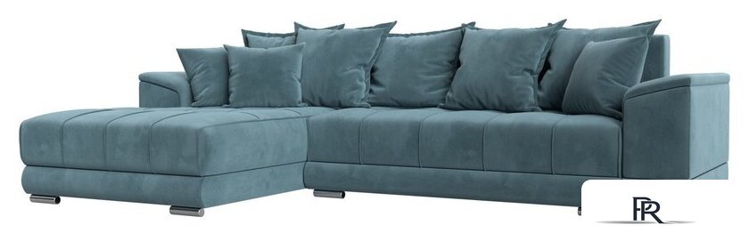 Угловой диван Лига диванов НордСтар левый 121106L (велюр бирюзовый/подушки велюр бирюзовый) - Изображение №1 — Интернет-магазин ПроЗаказ