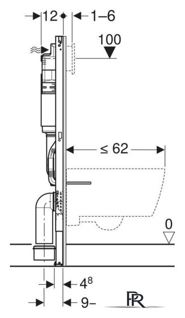 Инсталляция для унитаза Geberit Duofix H112 111.153.00.3 - Изображение №4 — Интернет-магазин ПроЗаказ