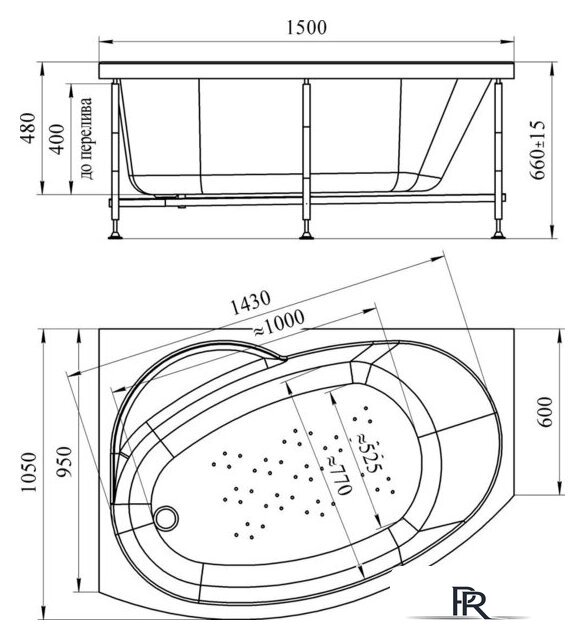 Ванна Vannesa Монти 150x105R 2-78-0-2-1-213 - Изображение №3 — Интернет-магазин ПроЗаказ