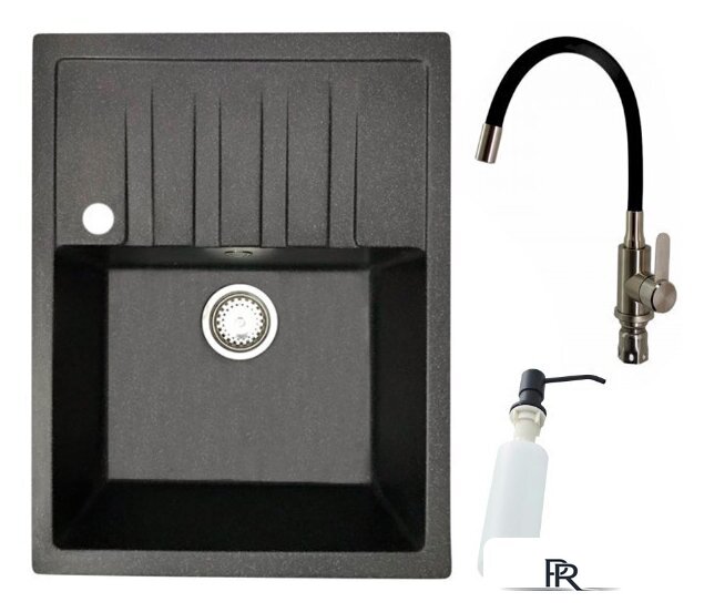Кухонная мойка БелЭворс Vega L + смеситель W74004-2 + дозатор L405F (черный) - Изображение №1 — Интернет-магазин ПроЗаказ