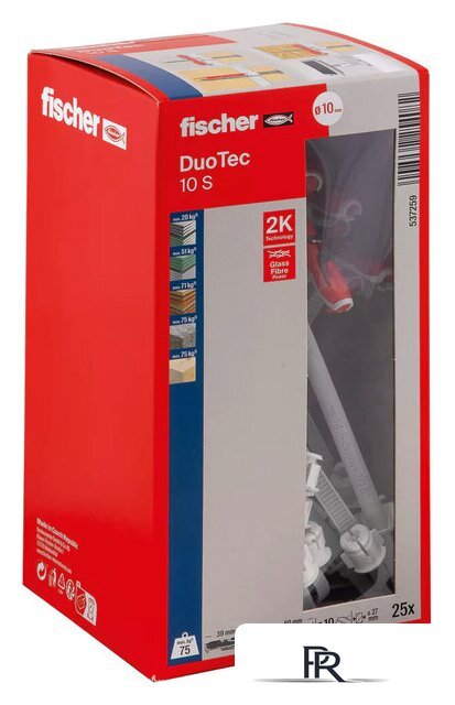Дюбель универсальный Fischer DuoTec 10 S 537259 (25 шт) - Изображение №1 — Интернет-магазин ПроЗаказ