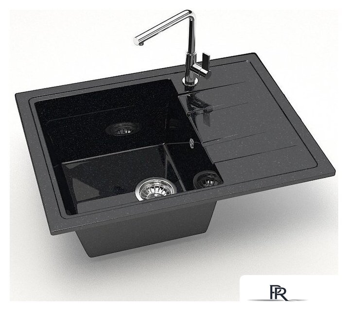 Кухонная мойка MARRBAXX Карельский камень модель 150/Q4 F150Q004 (черный) - Изображение №2 — Интернет-магазин ПроЗаказ