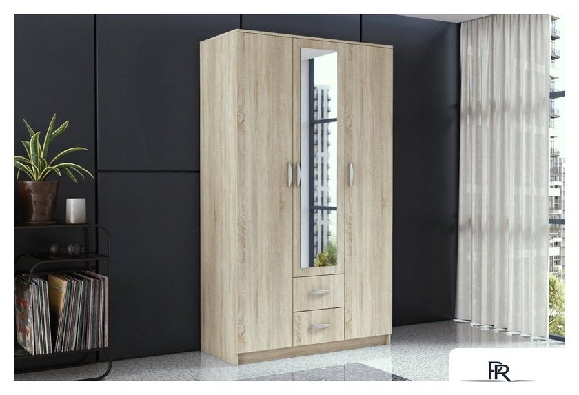 Шкаф распашной Anrex Romana 3D2SZ (дуб сонома) - Изображение №3 — Интернет-магазин ПроЗаказ