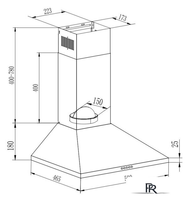 Кухонная вытяжка GrandGermes Rimini 50 (черный) - Изображение №2 — Интернет-магазин ПроЗаказ
