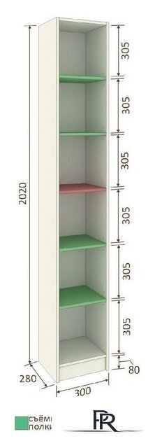 Стеллаж Кортекс-мебель Бинго км.02576 30x202 (береза) - Изображение №2 — Интернет-магазин ПроЗаказ