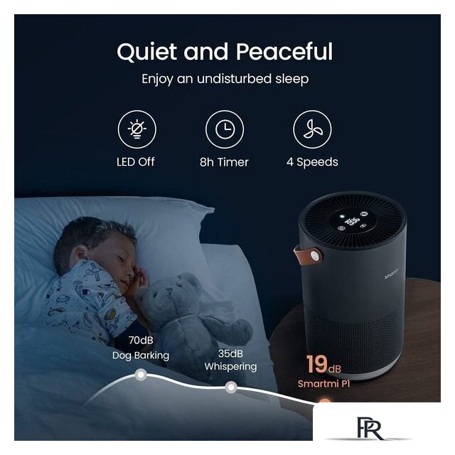 Очиститель воздуха SmartMi Air Purifier P1 ZMKQJHQP11 (международная версия, темно-серый) - Изображение №8 — Интернет-магазин ПроЗаказ