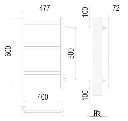 Полотенцесушитель TERMINUS Аврора П6 400x600 нп (хром) - Изображение №3 — Интернет-магазин ПроЗаказ
